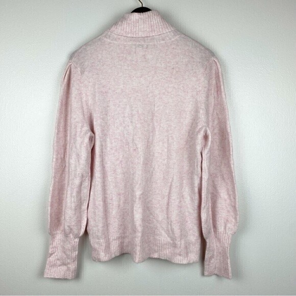 J. Crew Extra Soft Yarn Puff Sleeve Turtleneck Sweater Light Pink Size L - Picture 4 of 7